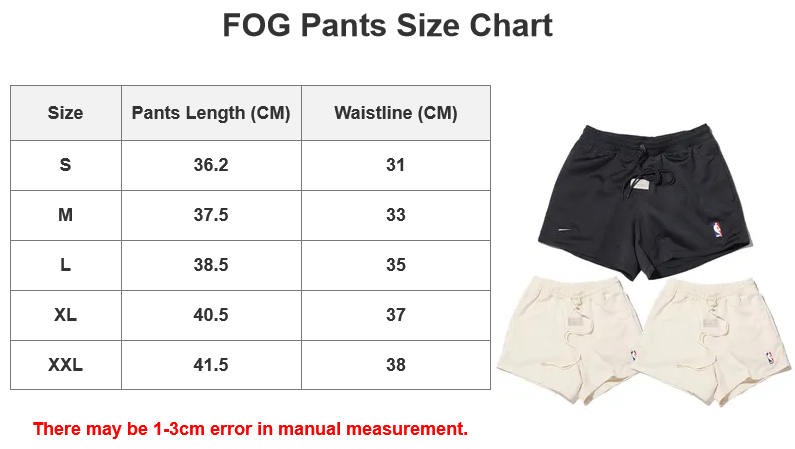 fog_pants Size Chart