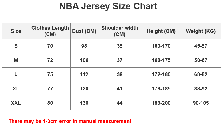 nba Size Chart