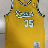 NBA Supersonic Retro #35 Durant vintage yellow top Mesh Jersey 1:1 Quality