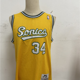 NBA Supersonic Retro #34 Allen vintage yellow top Mesh Jersey 1:1 Quality