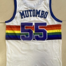 NBA Nuggets # 55 mutombo snow mountain white top Mesh Jersey 1:1 Quality