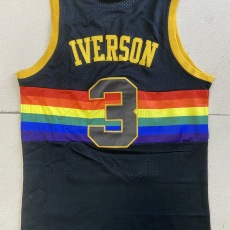 NBA Nuggets # 3 Lverson Snow mountain black top Mesh Jersey 1:1 Quality