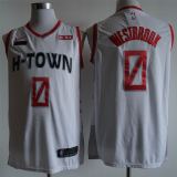 NBA New season rockets (new fabric printing) No.0 Westbrook White City Edition 1:1 Quality