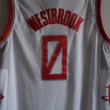 NBA New season rockets (new fabric printing) No.0 Westbrook White City Edition 1:1 Quality