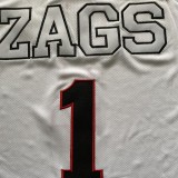 NCAA University of Gonzaga #1 white university Jersey 1:1 Quality