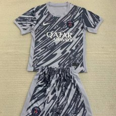 24/25 PSG Paris Grey Goalkeeper Fans Kids 1:1 Quality Soccer Jersey