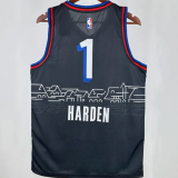 2021 76ers HARDEN #1 Sapphire Blue City Edition 1:1 Quality NBA Jersey 热压