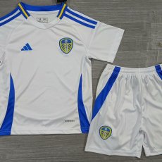 24/25 Leeds United Home White Kids Kits 1:1 Quality Soccer Jersey