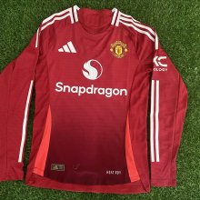 24/25 Manchester United Home Fans Long Sleeve1:1 Quality Soccer Jersey