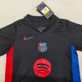 24/25 Barcelona Away Kids Kits 1:1 Soccer Jersey（胸前大logo）