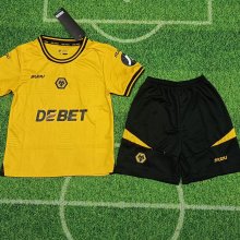 24/25 Wolves Home Yellow Kids Kits 1:1 Quality Soccer Jersey