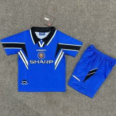 1996/1998 Manchester United Away Blue Kids 1:1 Retro Quality Soccer Jersey