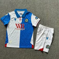 24/25 Blackburn Home Kids Kits 1:1 Soccer Jersey