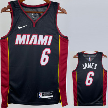 22-23 HEAT JAMES #6 Black Top Quality Hot Pressing NBA Jersey (V领）