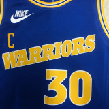 22-23 WARRIORS CURRY #30 Blue Top Quality Hot Pressing NBA Jersey (Retro Logo)