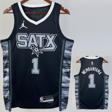 22-23 SA Spurs WEMBANYAMA #1 Black Top Quality Hot Pressing NBA Jersey (Trapeze Edition) 飞人版