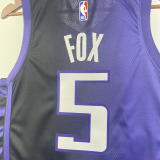 23-24 Kings FOX #5 Purple Top Quality Hot Pressing NBA Jersey (Trapeze Edition)飞人版