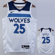 22-23 Timberwolves ROSE #25 White Top Quality Hot Pressing NBA Jersey