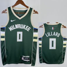 22-23 BUCKS LILLARD #0 Away Green Top Quality Hot Pressing NBA Jersey(V领)