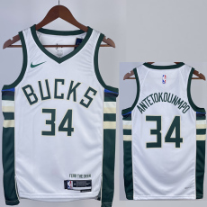 22-23 BUCKS ANTETOKOUNMPO #34 Home White Top Quality Hot Pressing NBA Jersey(V领)