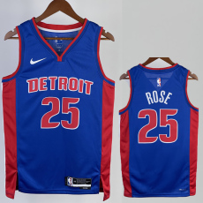 22-23 Pistons ROSE #25 Blue Top Quality Hot Pressing NBA Jersey(V领)