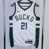 22-23 BUCKS HOLIOAY #21 Home White Top Quality Hot Pressing NBA Jersey(V领)