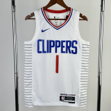 22-23 CLIPPERS HARDEN #1 White Top Quality Hot Pressing NBA Jersey