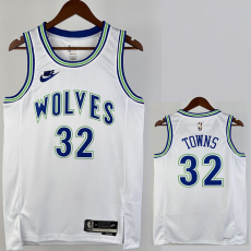 23-24 TIMBERWOLVES TOWNS #32 White Top Quality Hot Pressing NBA Jersey (Retro Logo)