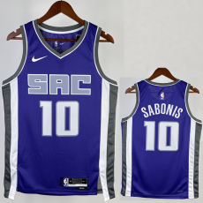 22-23 KINGS SABONIS #10 Purple Away Top Quality Hot Pressing NBA Jersey(V领）