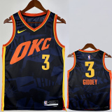 23-24 OKC Thunder GIDDEY #3 Dark Blue City Edition Top Quality Hot Pressing NBA Jersey