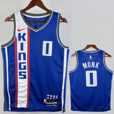 23-24 Kings MONK #0 Blue City Edition Top Quality Hot Pressing NBA Jersey