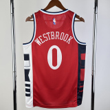 24-25 Clippers WESTBROOK #0 Red Top Quality Hot Pressing NBA Jersey (Trapeze Edition) 飞人版