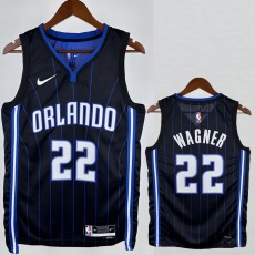 22-23 Magic WAGNER #22 Black Away Top Quality Hot Pressing NBA Jersey（黑色条纹）