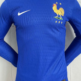 24-25 France Home Long Sleeve Player Version Soccer Jersey (长袖球员)