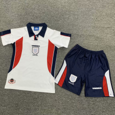 1998 England Home Kids Retro Soccer Jersey