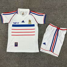 1998 France Home Kids Retro Soccer Jersey(右胸带小字)