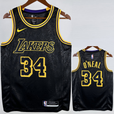 LAKERS ONEAL #34 Black Top Quality Hot Pressing NBA Jersey(蛇纹)