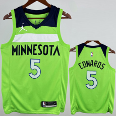 TIMBERWOLVES EDWARDS #5 Fluorescent green Top Quality Hot Pressing NBA Jersey (Trapeze Edition)飞人版