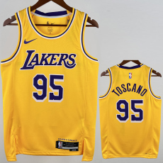 22-23 LAKERS TOSCANO #95 Yellow Top Quality Hot Pressing NBA Jersey(圆领)