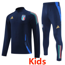 24-25 Italy Royal Blue Kids Half Pull Tracksuit (童装)(半拉链)