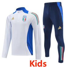 24-25 Italy White Kids Half Pull Tracksuit (童装)(半拉链)