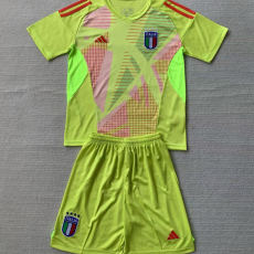 24-25 Italy Fluorescent Yellow GoalKeeper Kids Soccer Jersey