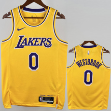 22-23 Lakers WESTBROOK #0 Yellow Top Quality Hot Pressing NBA Jersey(圆领)