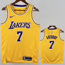 22-23 Lakers ANTHONY #7 Yellow Top Quality Hot Pressing NBA Jersey(圆领)