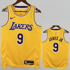 22-23 Lakers JAMES JR. #9 Yellow Top Quality Hot Pressing NBA Jersey(圆领)