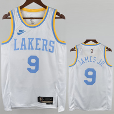 22-23 Lakers JAMES JR. #9 White Retro Top Quality Hot Pressing NBA Jersey