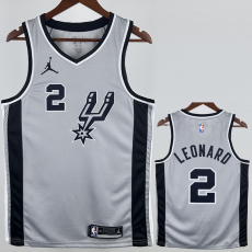 20-21 SA Spurs LEONARD #2 Grey Top Quality Hot Pressing NBA Jersey (Trapeze Edition) 飞人版