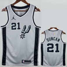 20-21 SA Spurs DUNCAN #21 Grey Top Quality Hot Pressing NBA Jersey (Trapeze Edition) 飞人版