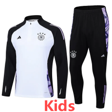 24-25 Germany White Kids Half Pull Tracksuit (童装)(半拉链)