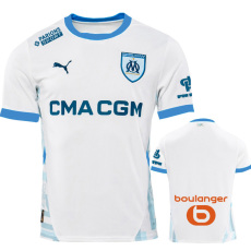 24-25 Marseille Home Fans Soccer Jersey (Print all Sponsor)